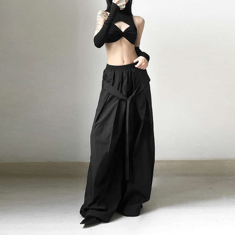 2023 Spring Summer New Women's Solid Color Street Fashion High Waist Loose Casual Wide Leg Pants 200
