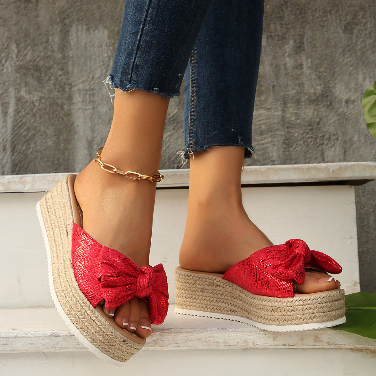 Ddmysports Platform Thick Sole Slippers Summer New Fashion One Strap Sandals Wedge Flower Beach Shoes For Women Outdoor Shoes