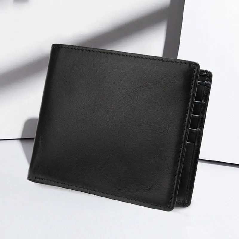 Soft Genuine Leather Wallet Mens Cow Leather Wallets Man Small card holder Wallets Balck Short Purse for Male Z250725