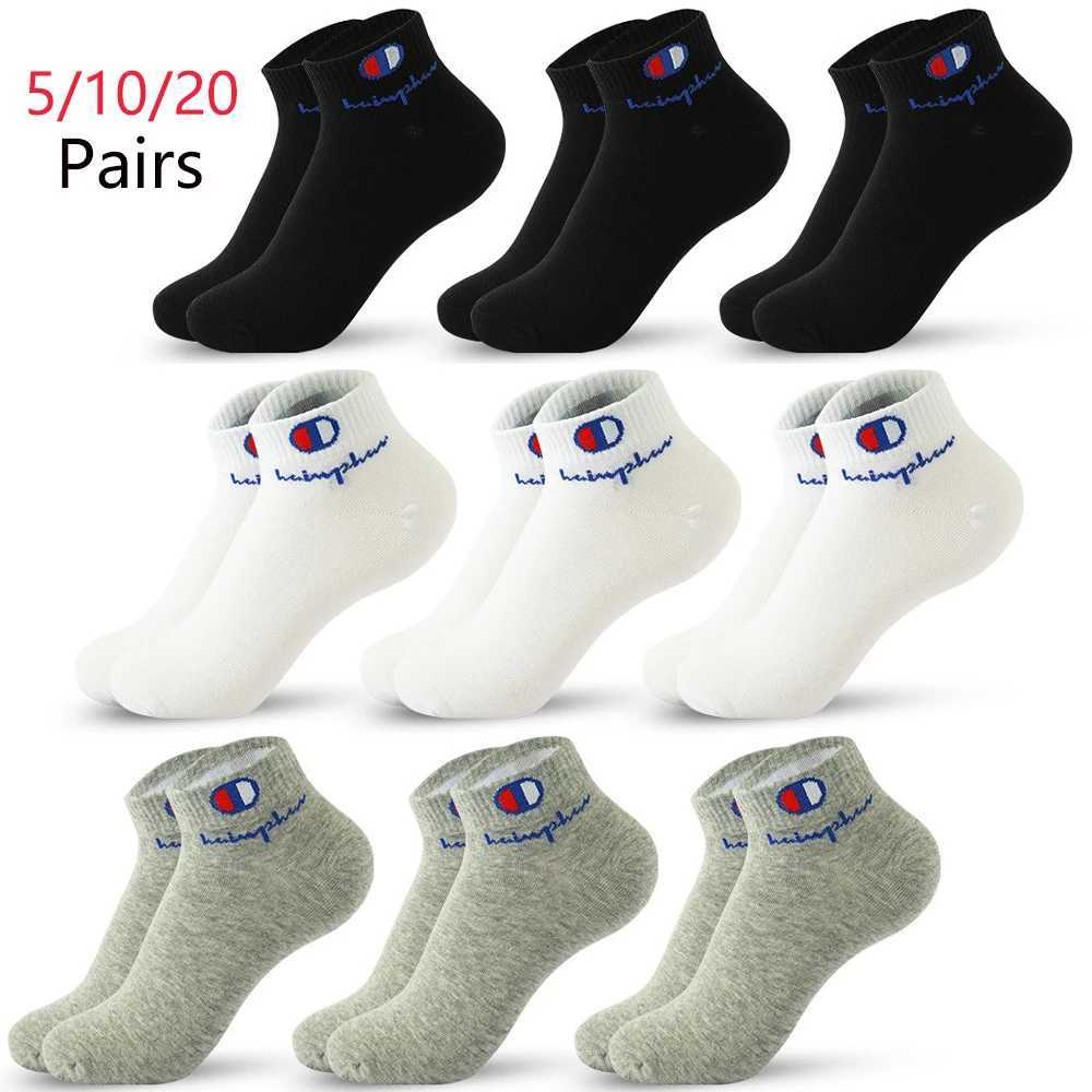 5/10/20 Pairs Men Ankle Socks Cotton Brand Classic Fashion Black White Socks Breathable Mesh Athletic Sports Socks for Summer X2507251