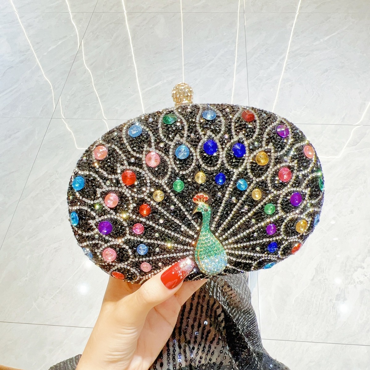 2025 New Designer Peacock Inlaid Diamond Handbag Party Bag Birthday Wedding Single Shoulder Crossbody Bag