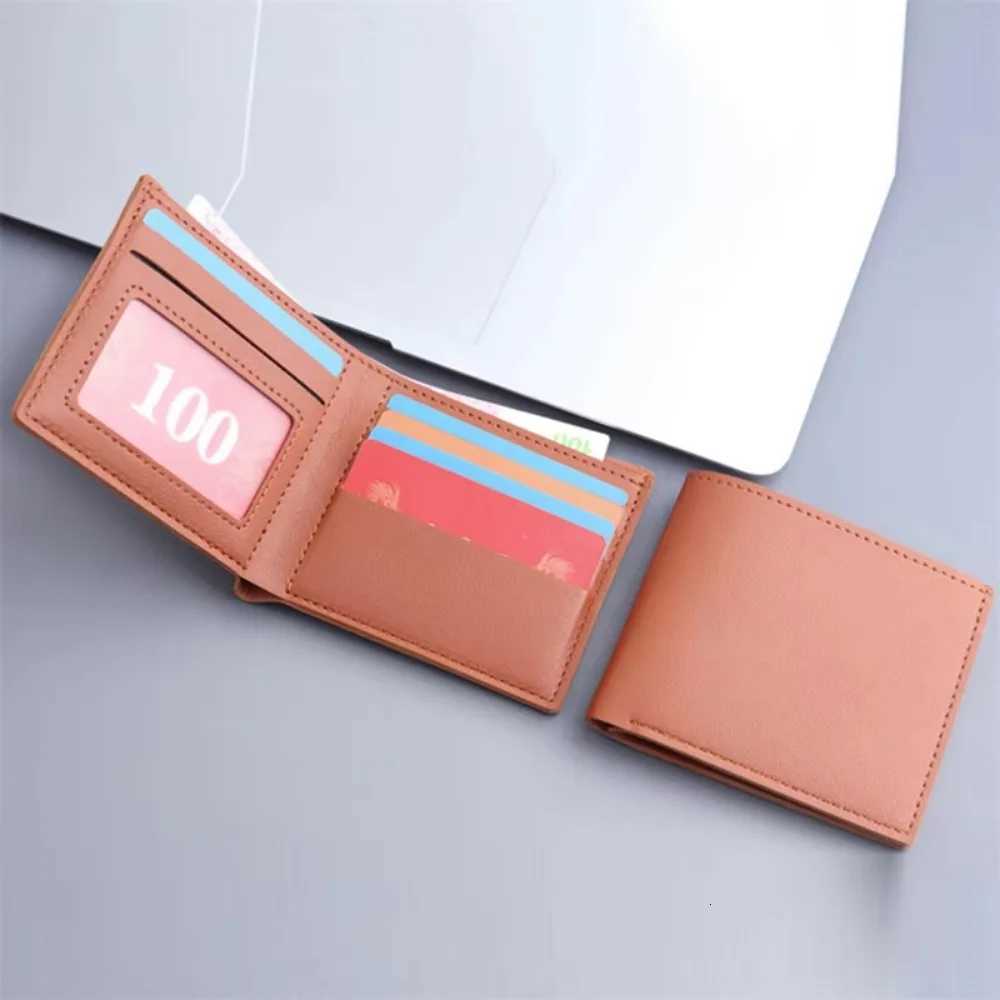 Simple Men Short PU Leather Wallet Solid Color Thin Male Holder Small Money Purses Business Foldable Wallet New Z250725