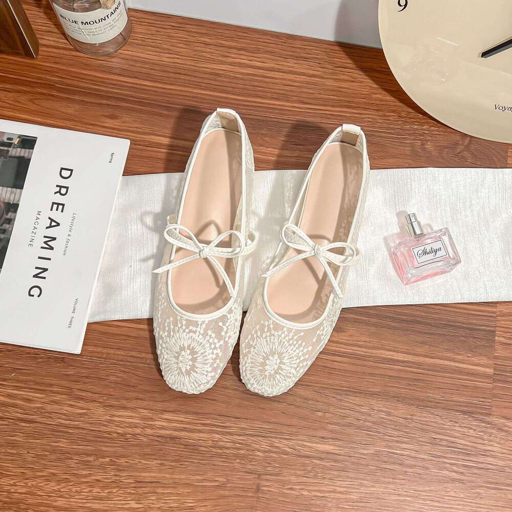 Summer New Flat Women 2025 Elegant Ballet Style Mesh Women's for Outdoor Wear High-end Soft Sole Casual Shoes