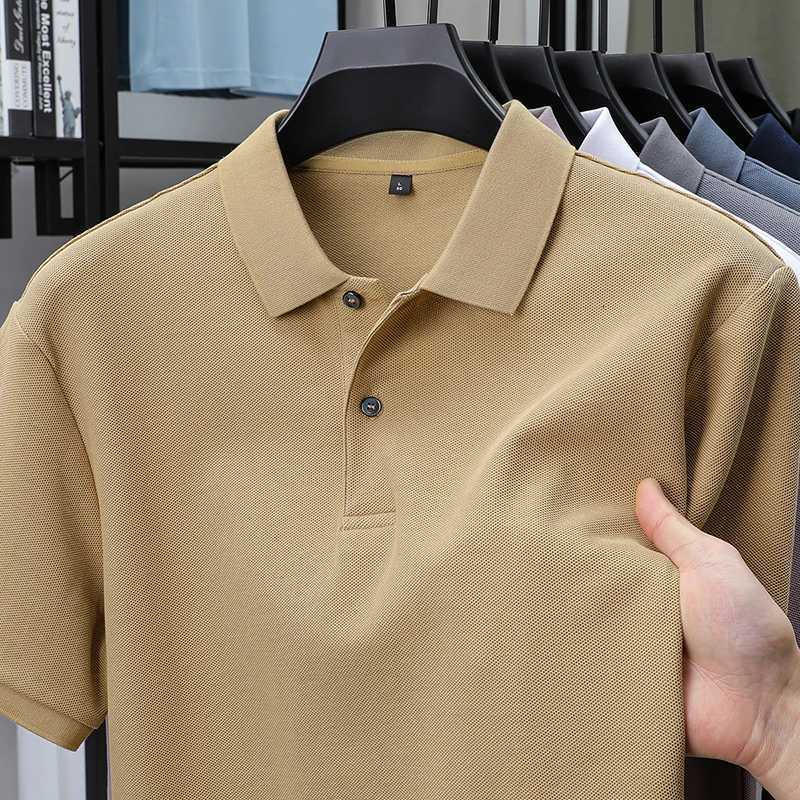 100% Cotton High-End Short Sleeve Polo Shirt for Men Lapel Top Summer Breathable T-Shirt Trendy Solid Color Korean Casual Paul Shirt XJ250725