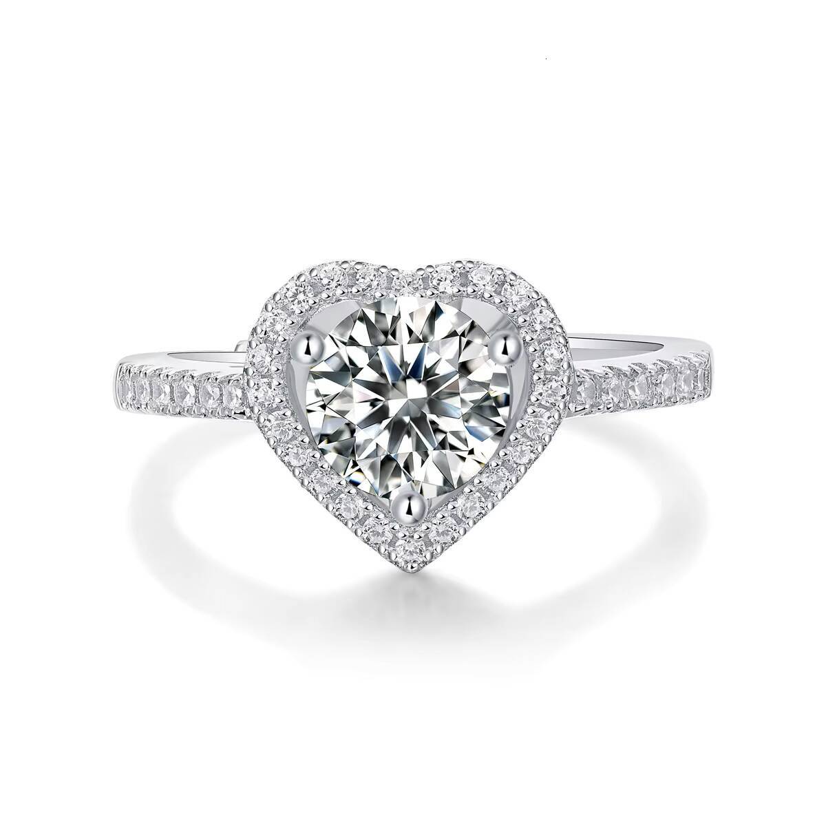 S925 Silver Adjustable Womens Fashion Ring with Prong Setting Moissanite Jewelry
