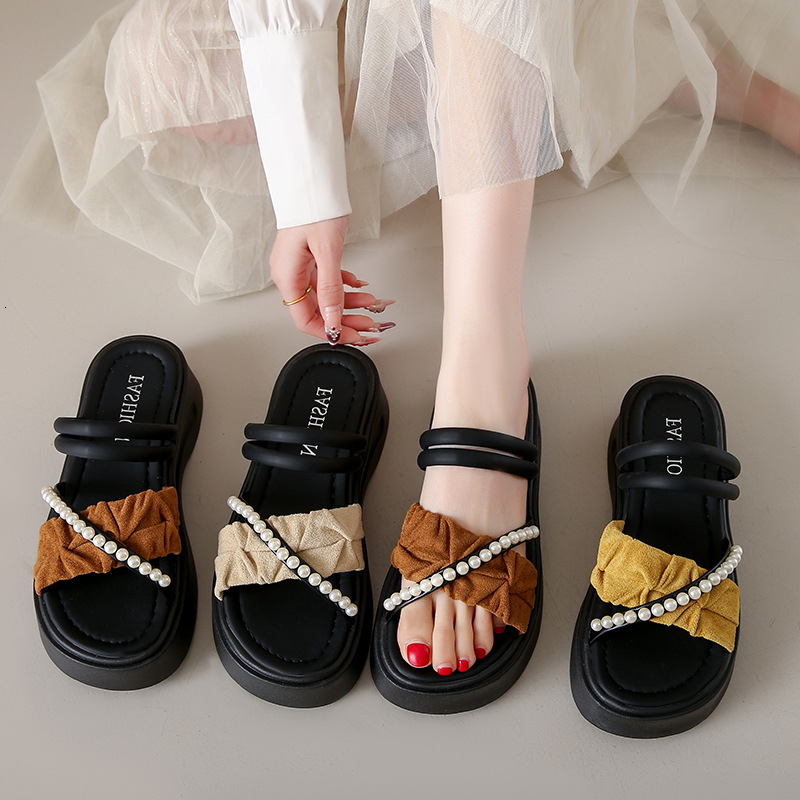 Ddmysports Stepping On Clouds For Women Summer Outdoor New Fashion Pearl With Dress Two Way Wear Non Slip Maternity Sandals Outdoor Shoes