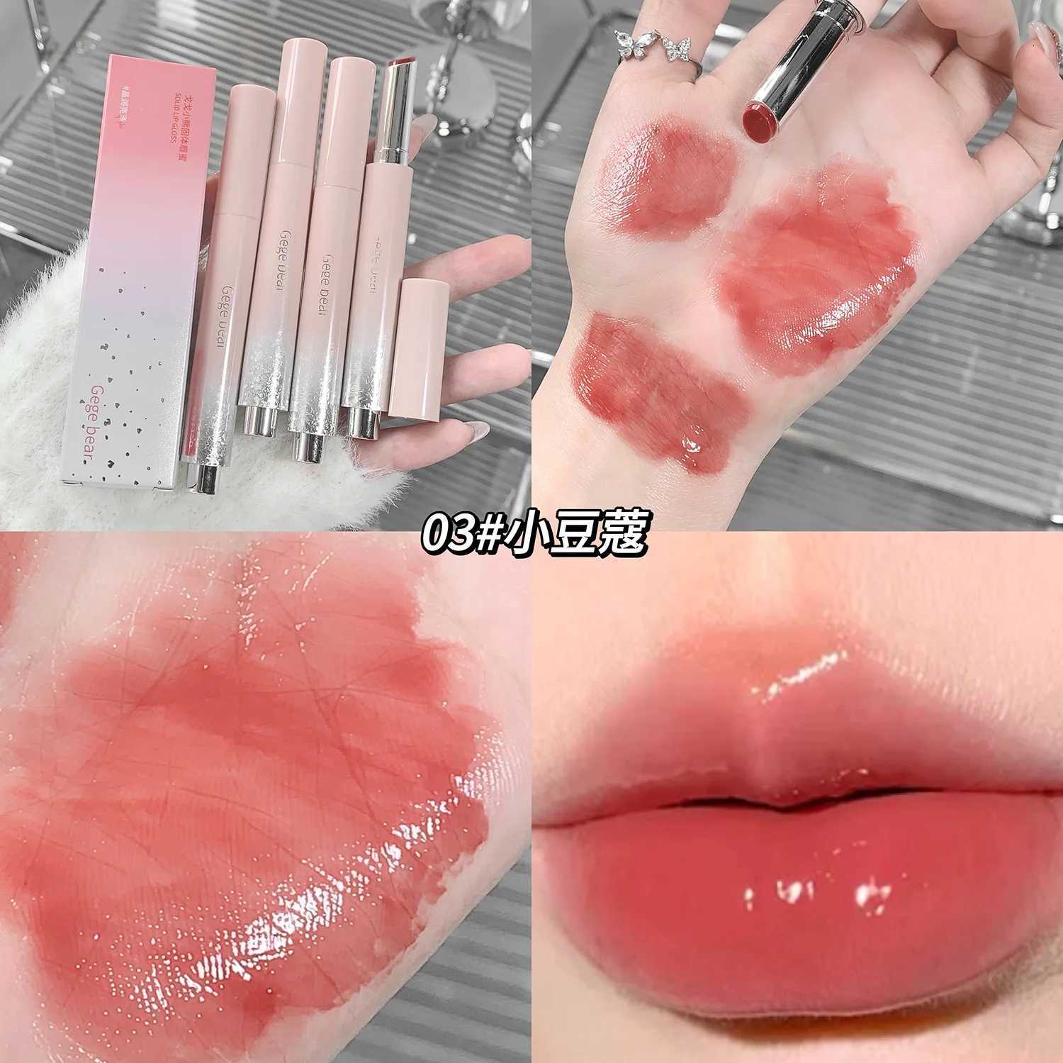 Jelly Solid Lip Gloss Cute Hydrating Mirror Red Brown Lipstick Clear Moisturizing Lips Tint Nature Nude Lip Makeup CosmeticsXJ250724