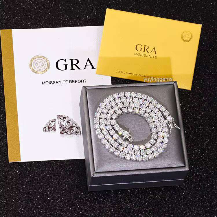 XG 100% Pass test Sier with VVS Moissanite Dia Tennis Neckalce/bracelet Chain for Fine Jewelry