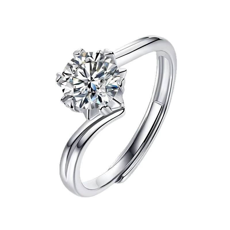 S925 Silver Moissanite Snowflake Adjustable Proposal Ring Advanced Luxury Genre Moissanite Rings