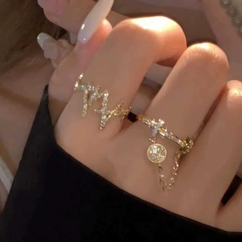 2025 Shining Zircon Japan and South Korea Temperature Versatile Opening Ring in Student Trend Cold Wind Ring Jewelry Gift W250417