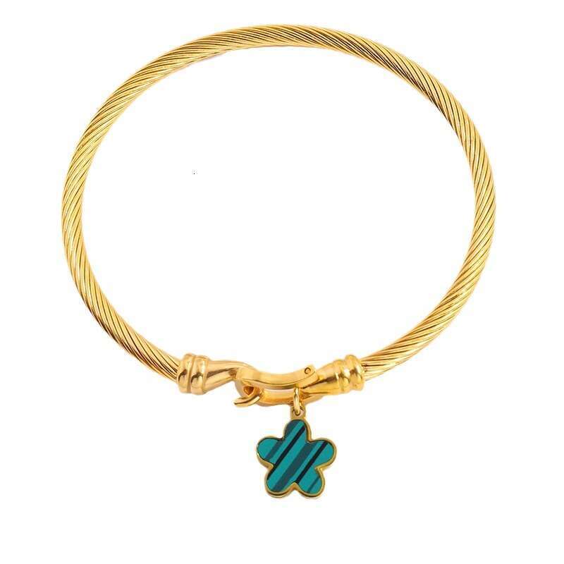 Fashion Stainless Steel for Women Five-Leaf Flower Horseshoe Clasp Light High-End Cable Twist Bracelet ddmypluto