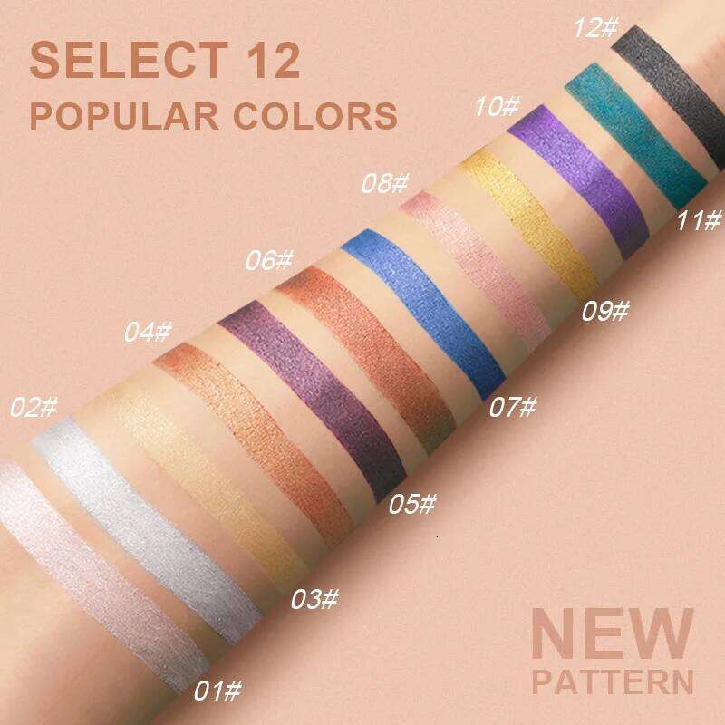 12 Colors Pearlescent Long Lasting Waterproof Eye Highlighter Shiny Sier ple Eyeliner Eyeshadow Pen Cosmetics X250725 X250725