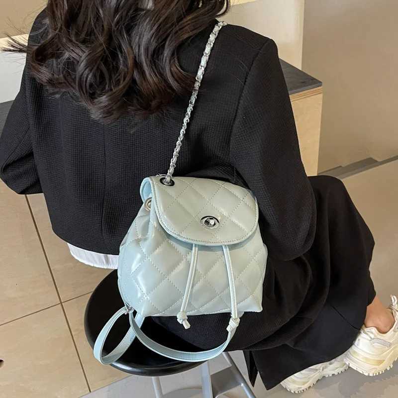 Korean Girl Casual Handbag Wens Lingge Shoulder Bag Fi Chain Backpack Comfortable Shoulder Strap Sewing Process PU Material Y250724