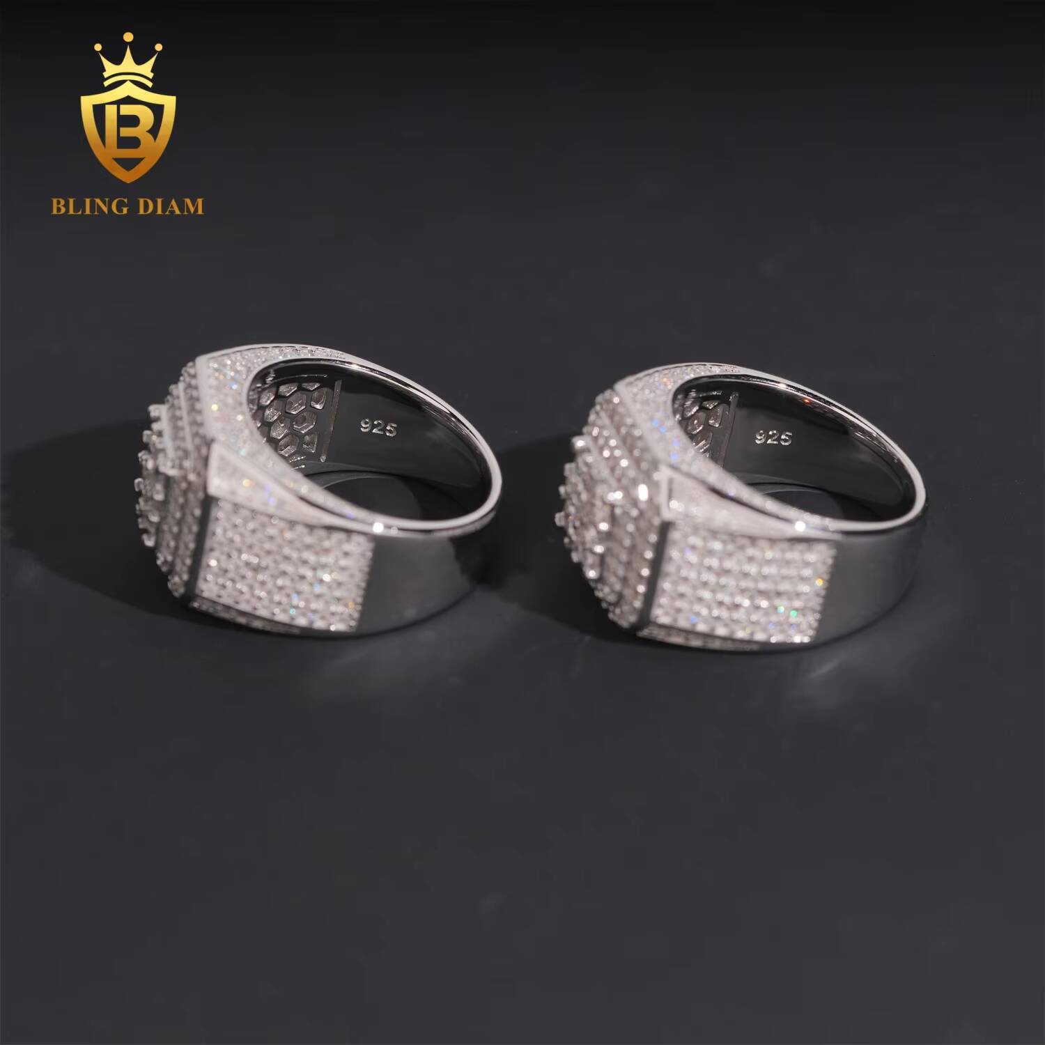 Fashion Hot Selling Fine Jewelry 925 Sterling Silver VVS Diamond Hip Hop Men Rings Iced Out Ring Moissanite