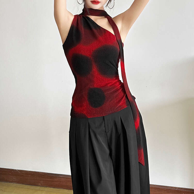 INS Style 2025 Spring New Women's Solid Color Slim Street Fashion Halter Neck Sleeveless Tank Top 842