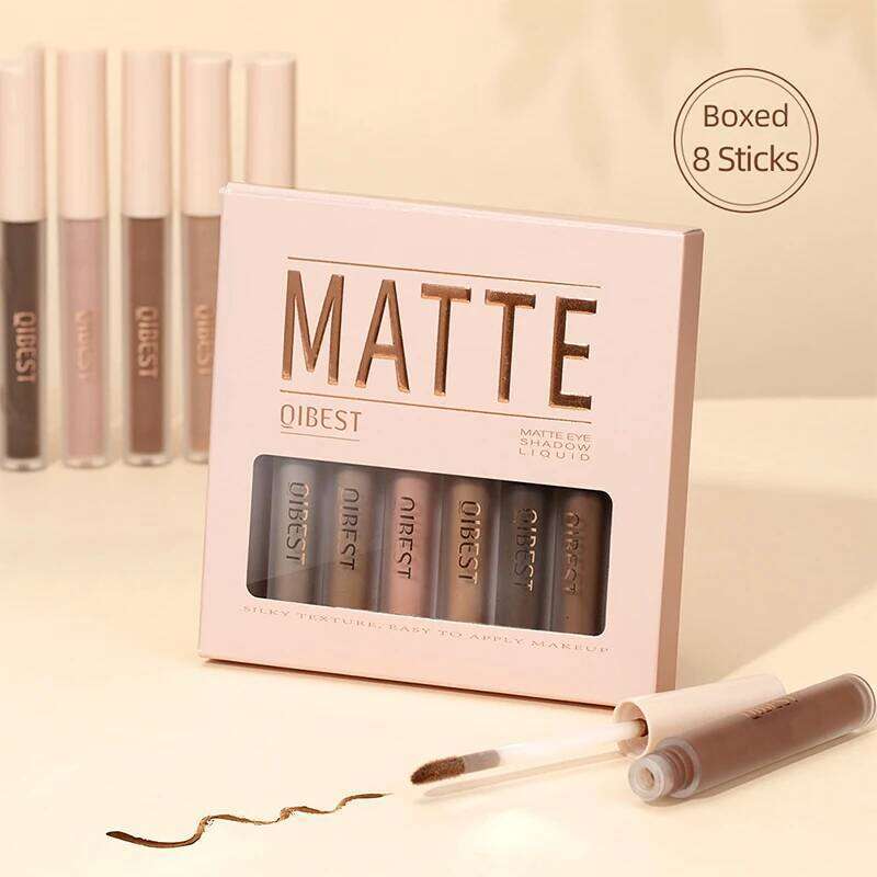 8 colors Waterproof Liquid Eyeshadow Set with Nude, Matte, Black, y, Cream, Primer, Highlighter, and Blusher - Fast Drying X250723