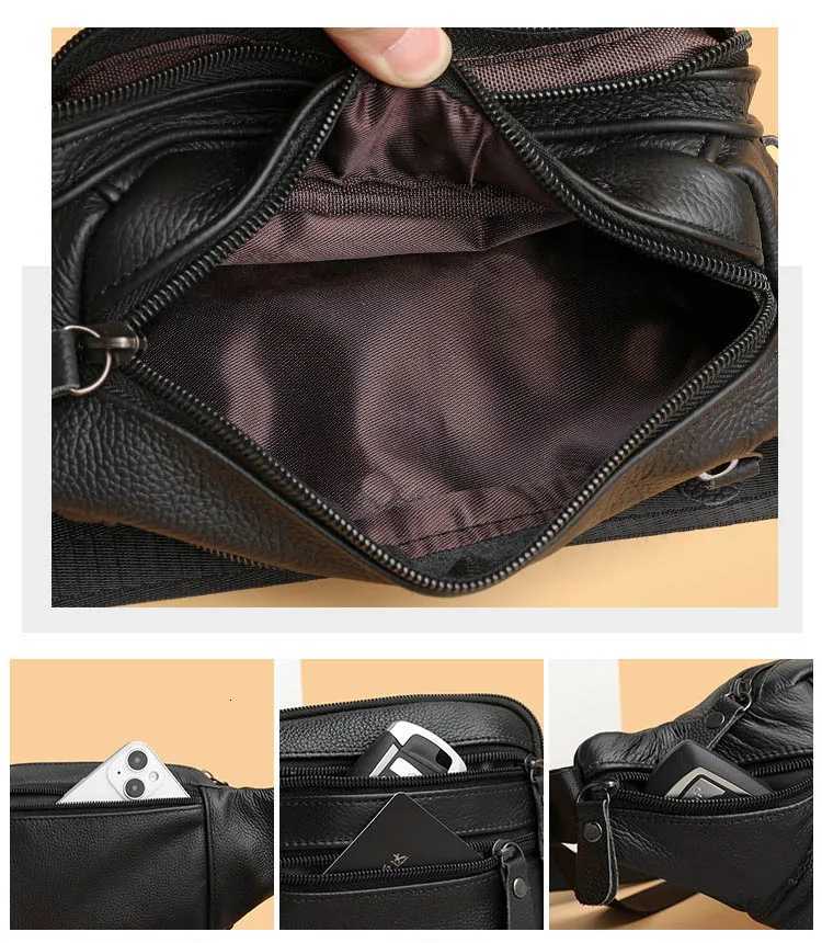 Fi Men Genuine Leather Fanny Bag for Phe Pouch M Leather Messenger Bags Brand Fanny Pack M Travel Waist Bag Men Y250724