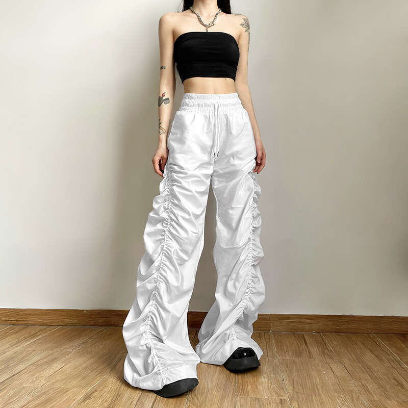 2023 Spring Women's Fashion New High Waist Hip Lift Pleated Loose Tie Casual Pants 179