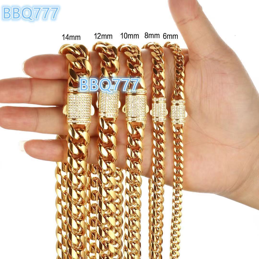 Fine Jewelry Wholesale Iced Out Cuban Chain Necklace Luxury 18K PVD Gold Plated 316L Stainless Steel Men Women Cuban Link Chain
