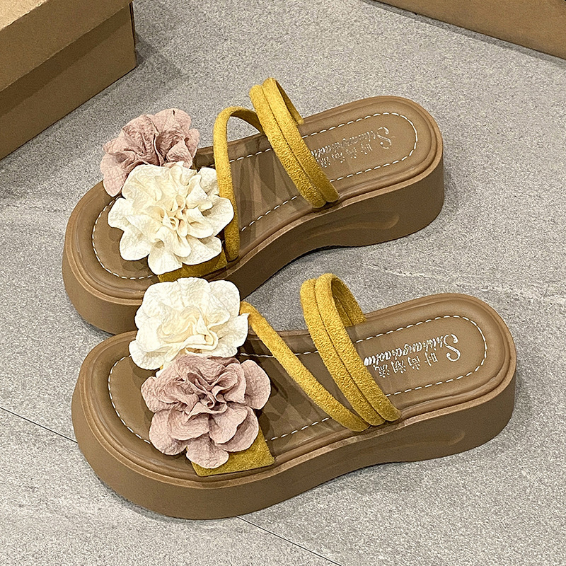 Ddmysports Trendy Thick Soled Platform Summer New Korean Fashion Mesh Pleated Petite High Heeled Sandals For Women Outdoor Shoes