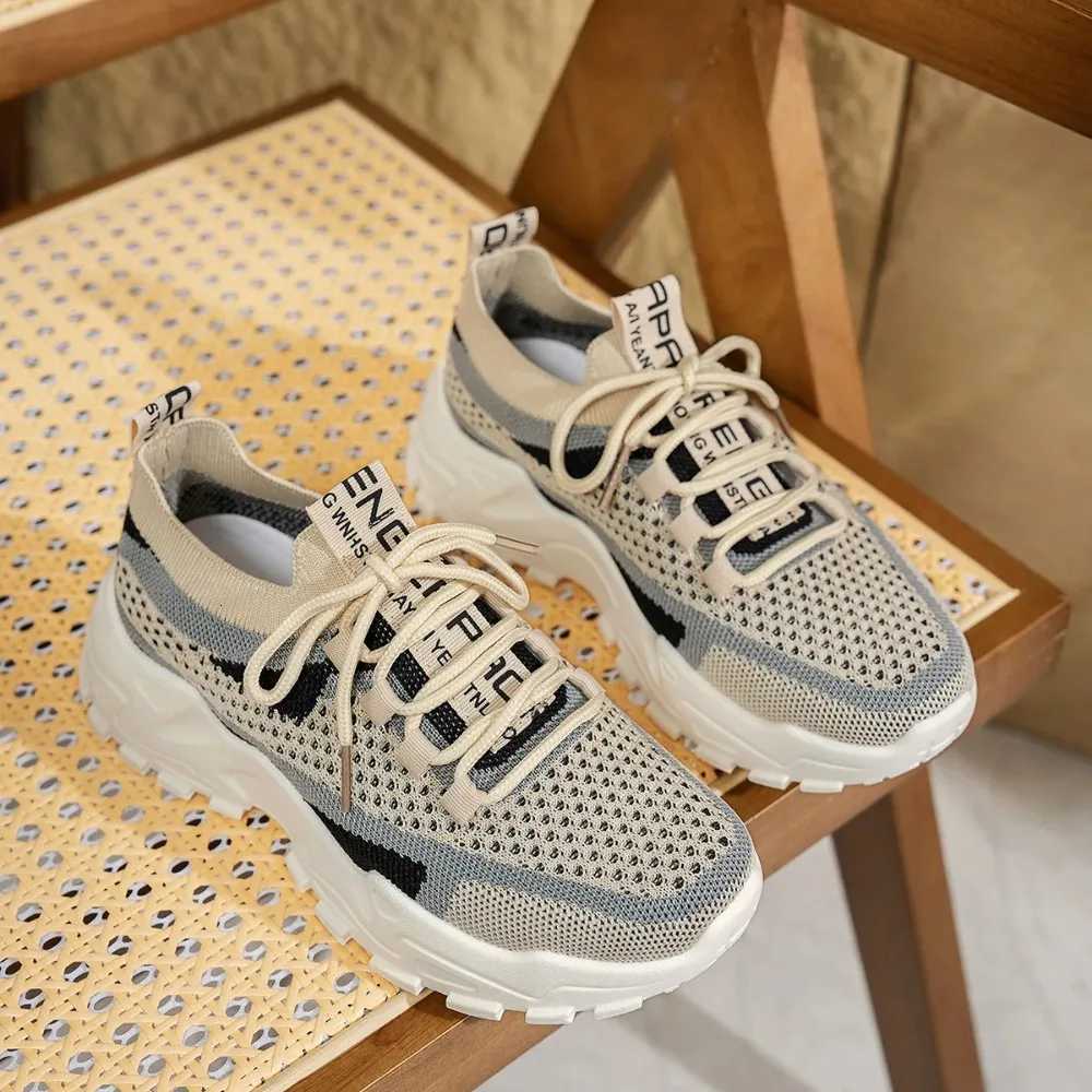 New Fly Woven Mesh Casual Breathable Sneakers Korean Style Thick-Soled Daddy Shoes Mesh Red Shoes Light Running Shoes XJ250725