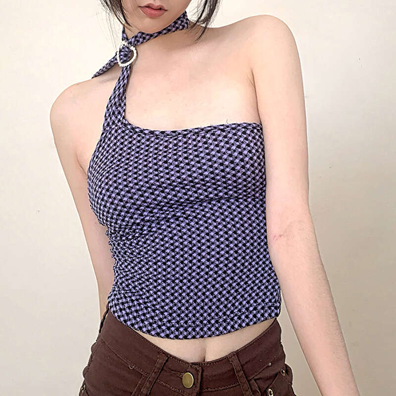 2021 Summer New Women's Solid Color Slim Fashion Single Shoulder Halter Sexy Backless Tank Top f0a
