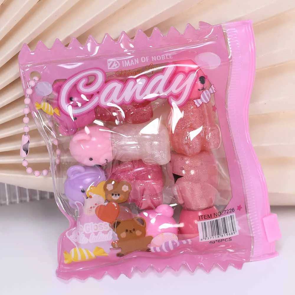 6Pcs Kawaii Bear Shiny Liquid Lipgloss 6 Colors set Lip Plumping Waterproof Longlasting Nonstick Lip Tints Lips MakeupXJ250724