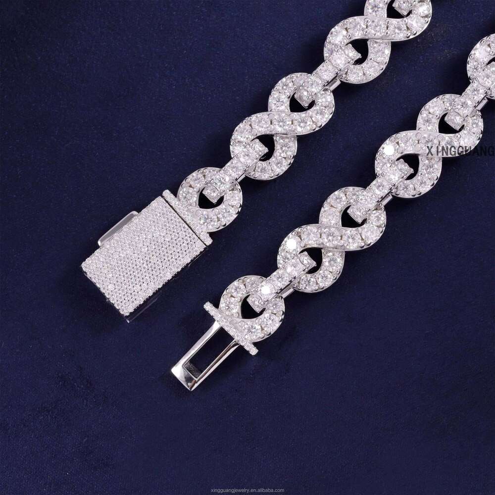 New Arrival 13mm Infinity Link Sterling Sier Men Hip Hop VVS Moissanite Dia Cuban Bracelet