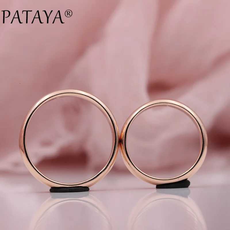 PATAYA launches 585 rose gold color smooth romantic simple couple ring for womens wedding party unique exquisite jewelry W250417