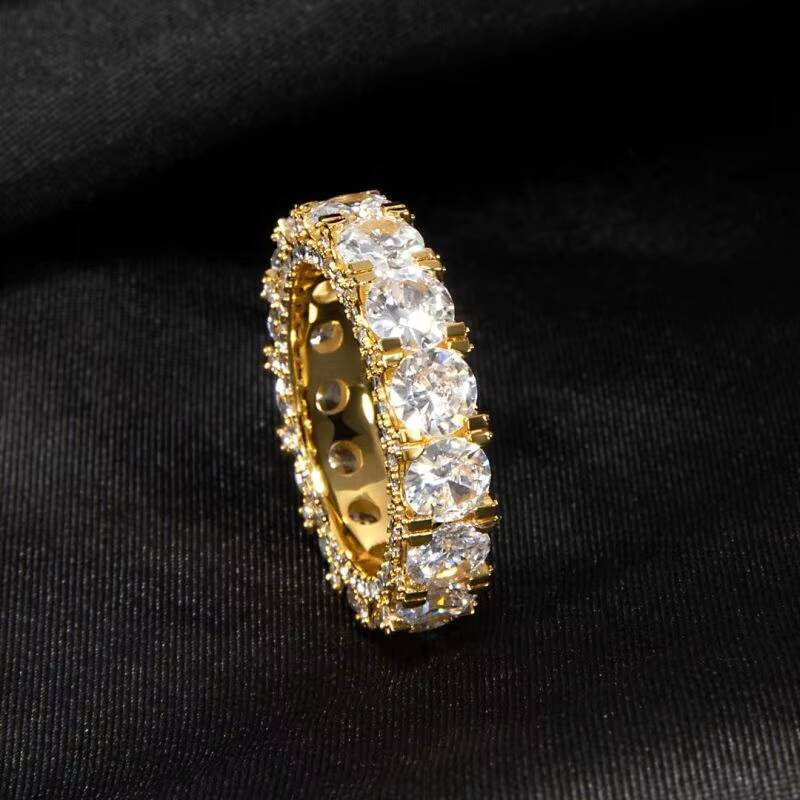 Silver Plated Copper Alloy Hip Hop Classic Design 5MM Side Iced 360 Moissanite Cubic Moissaniteia Eternity Ring