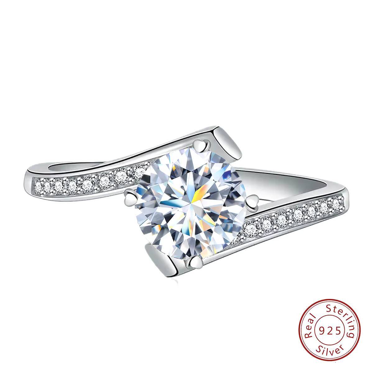 Wholesale 100% Moissanite Ring 1CT Brilliant Diamond Engagement Ring for Women Girl Promise Gift 925 Sterling Silver Jewelry