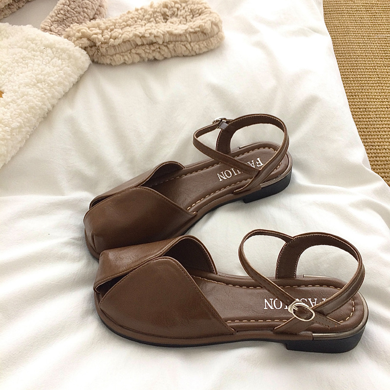 Ddmysports Women S Peep Toe Sandals New Summer Korean Style Fairy Forest Casual Soft Flat Roman Shoes Outdoor Shoes