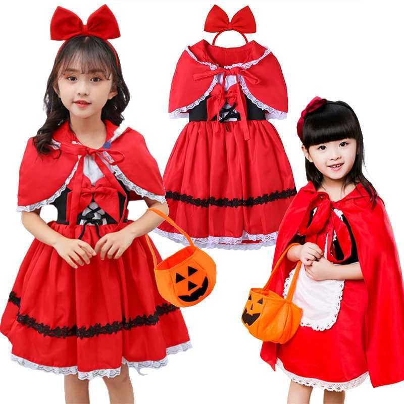 Girl Little Red Riding Hood Costume Princess Dress Kids Festival Performance Clothes Set Halloween Par Fairy Tale Costume Z250725