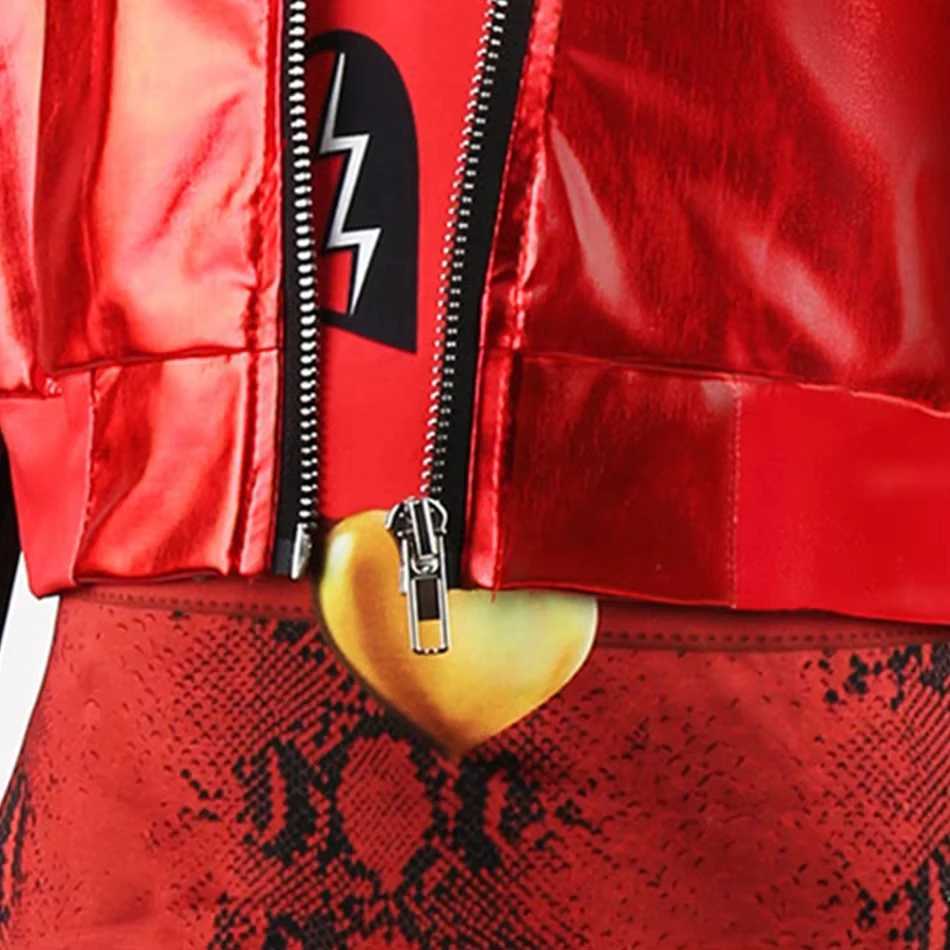 Halloween Descendants Cosplay Costume 3pcs Set Girls Red Heart Leather Long Sleeve Suit Carnival Birthday Stage costumes Outfits Z250725