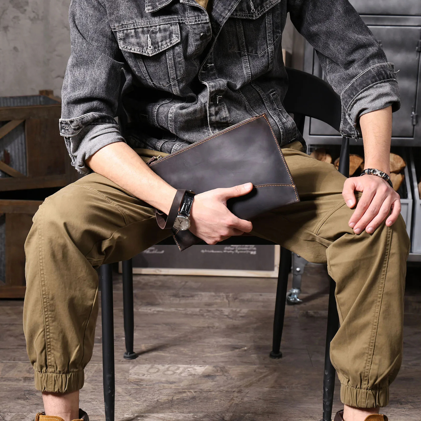 Vintage Genuine Leather Mens Clutch Bag Long Wallet For Men First Layer Leather Purse Retro Card Holder Phone Holder 250723