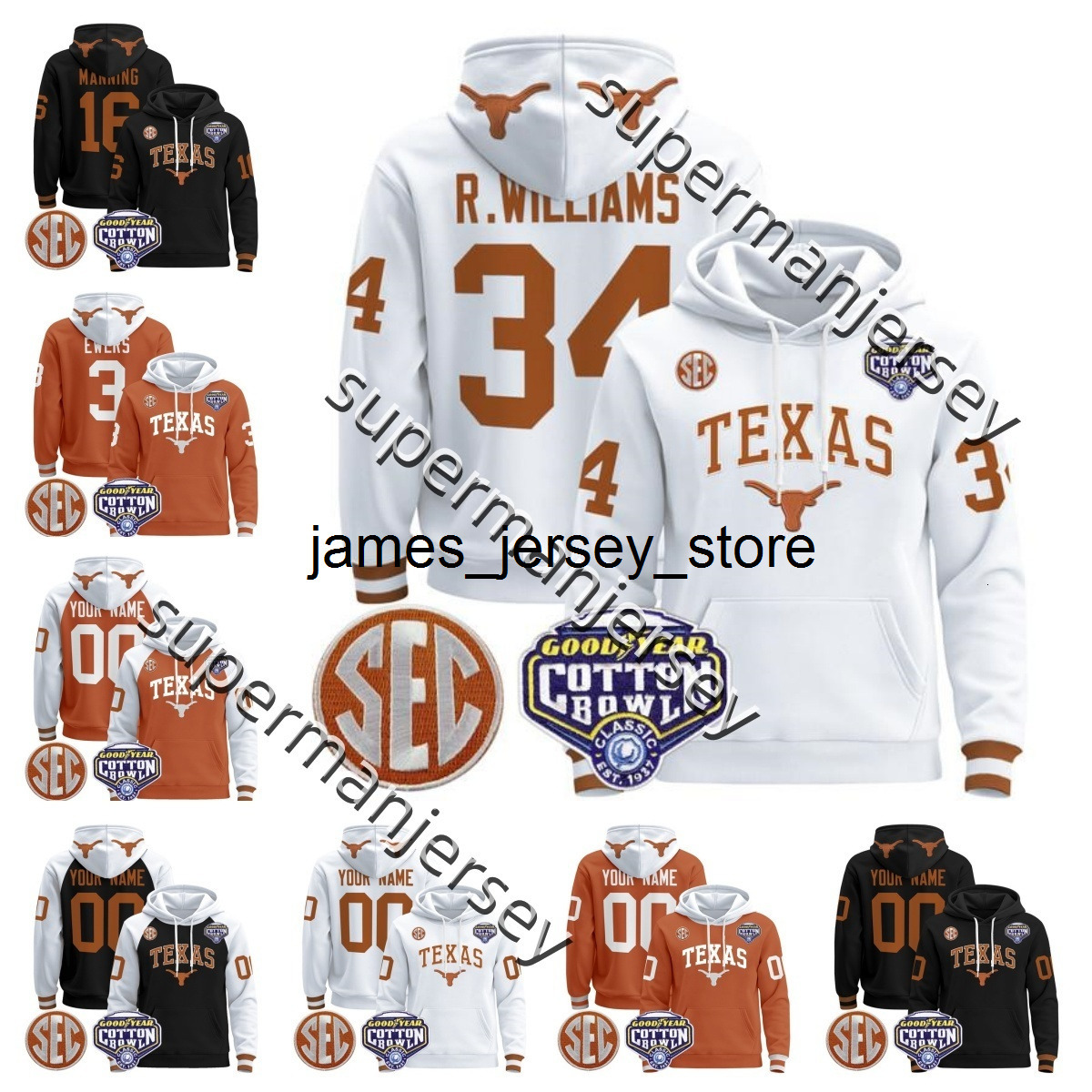 Texas Longhorns College football jersey All Stitched Quinn Ewers Arch Manning 16 Men Women Youth Size S3