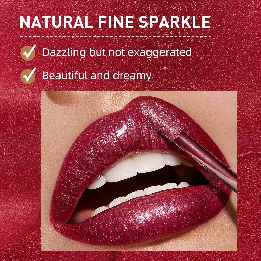 QIBEST Waterproof Diamond Shimmer Glitter Lipgloss Matte Liquid Lipstick Shiny Pearl Lip Glaze Long Lasting LipTint Women MakeupXJ250724