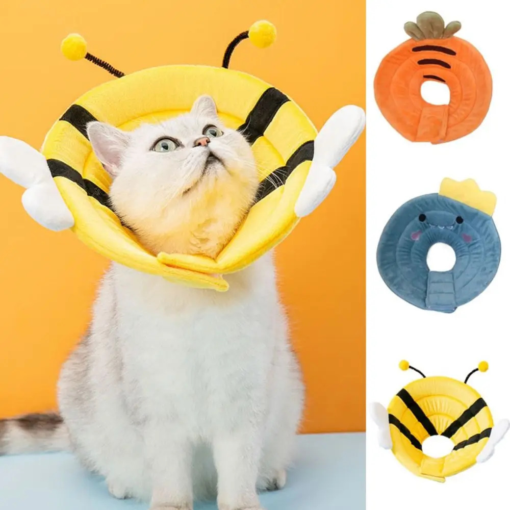 Cotton Bee Shape Cat Recovery Collar Anti-licking Adjustable Cat Elizabethan Collar Anti-biting Soft Dog Elizabeth Circle 250716