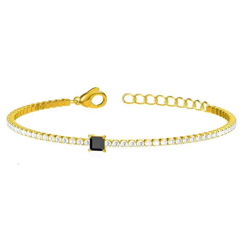 Square CZ Tennis Bracelet | 18K PVD Gold Stainless Steel Adjustable Chain | Minimalist Waterproof Jewelry for Women | No Fading