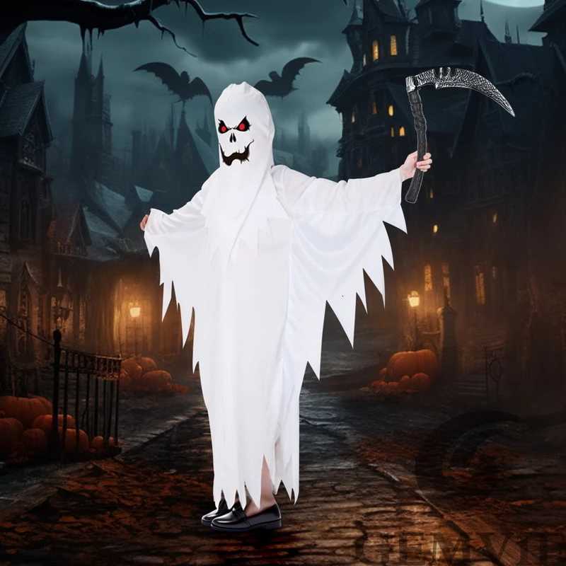 Halloween Boys Girls White Ghost Scary Cosplay Costume for Kid Child Stage Performance Carnival Par Dress Up Suit Z250725