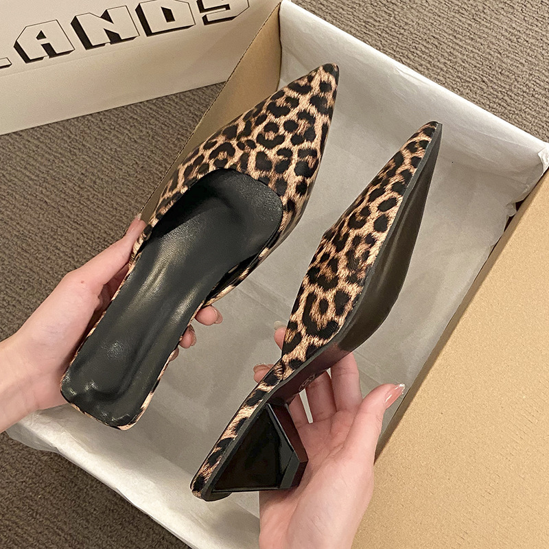 Ddmysports New Outdoor Wear Stiletto Shallow Mouth Closed Half Slippers Socialite Style Sexy Pointed Toe Elegant High Heel Sandals For Women Outdoor S