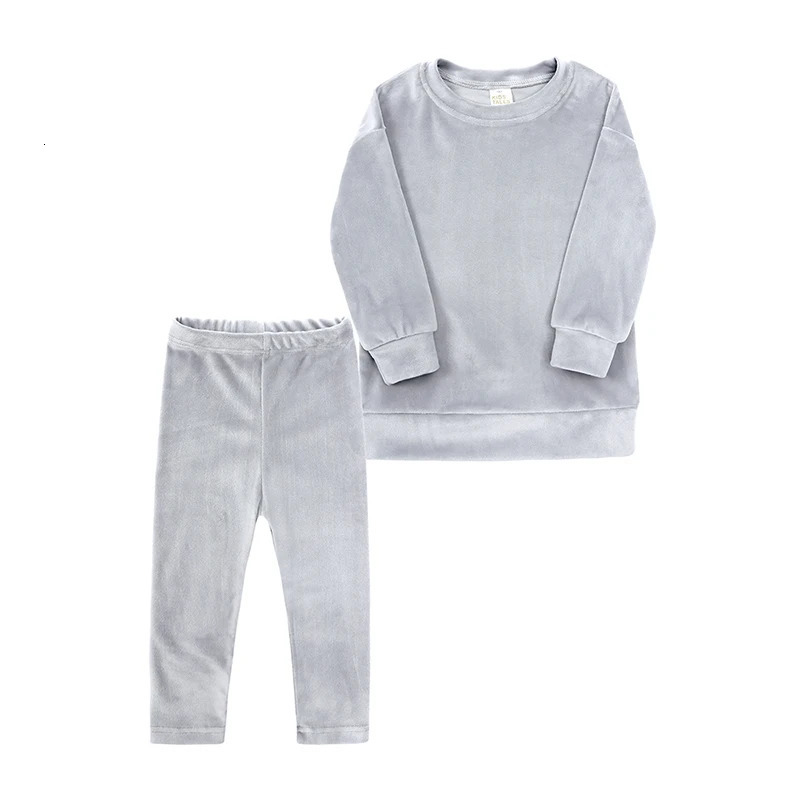 Children Baby Girls Velvet Tracksuit Sets 2 Pieces Toddler Solid Pullover Top Sweatpants Sweatsuits Kids Jogging Suits Outfits 250725