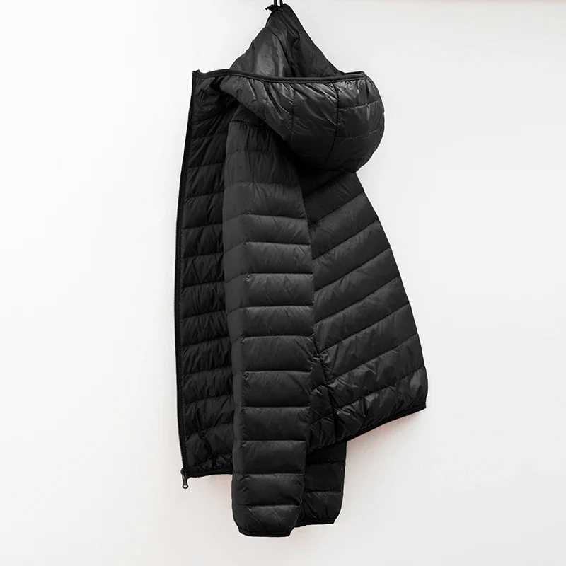 2024 Men Winter Coat Fashion Hooded White Duck Down Jackets Plus Size Ultralight Down Coat Portable Slim Down Parka X250725