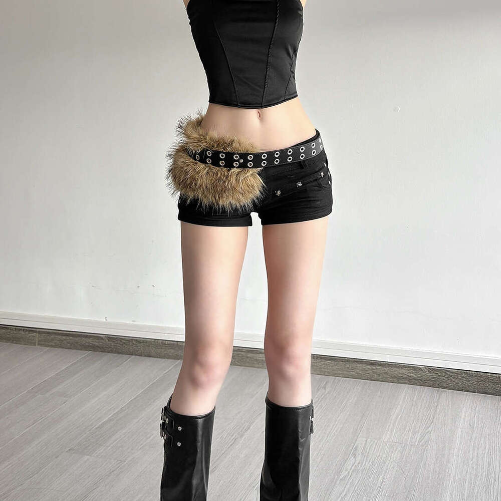 2025 Summer New American Style Personalized Furry Patchwork Hot Girl Trendy Accessories Waist Belt for Women 4c8
