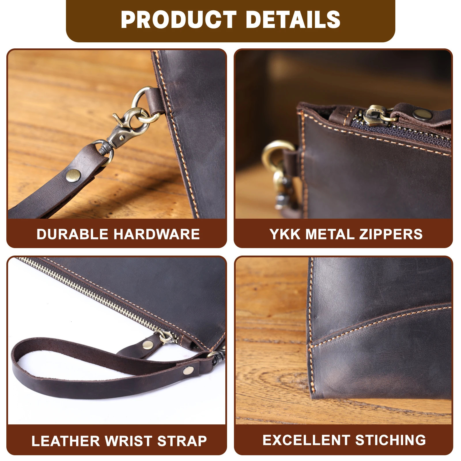 Vintage Genuine Leather Mens Clutch Bag Long Wallet For Men First Layer Leather Purse Retro Card Holder Phone Holder 250723