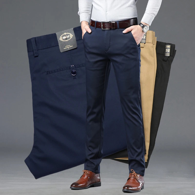 Summer Thin Mens Slim Suit Pants Fashion Business Casual Cotton Green Black Khaki Trousers Male Clothing 3040 250725