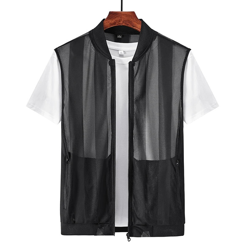 Summer Men Mesh Hollow Waistcoat Breathable Outdoor Sports Coat HighQuality n Leisure Vest 250725