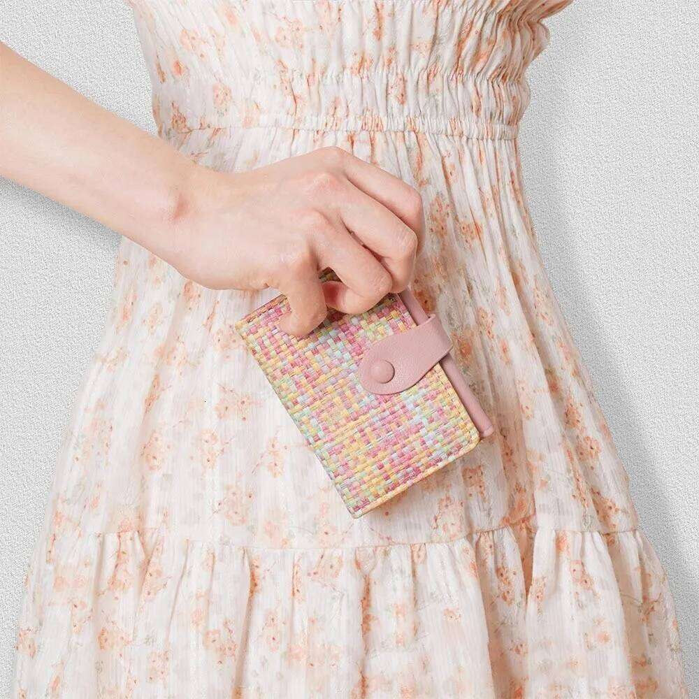 New Women Large Capacity Woven Fashionable Short Wallet Simple Coin Card PU Material Purse