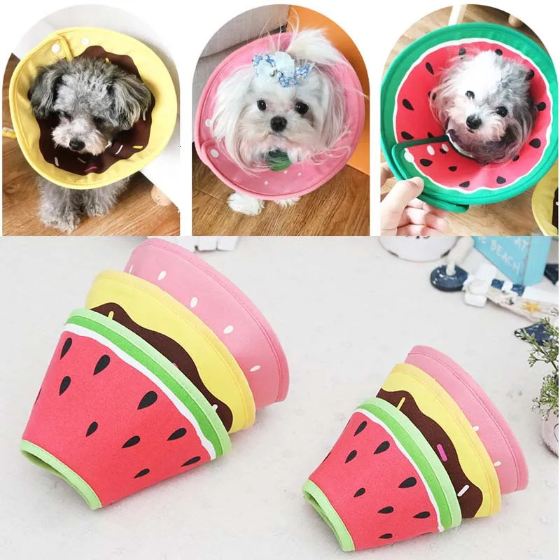 Arrival Lovely Cartoon Fruit Donut Pet Dog Collar Padded Comfortable Surgery Recovery Adjustable Elizabethan Collars for Dog 250716