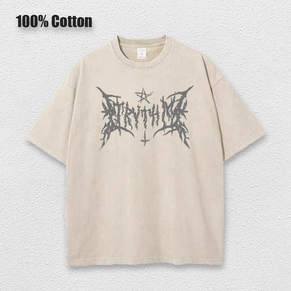 Y2k Hip Hop Vintage 90s Short-Sleeved Oversized T-Shirt Summer Goth Sense Loose Top Streetwear Washed Denim T-Shirt 250714